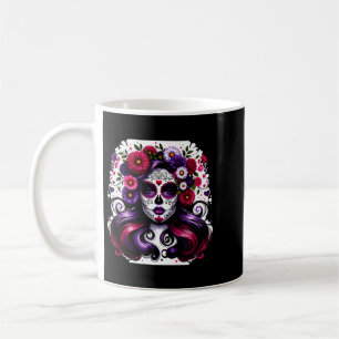 Mens La Catrina Colourful Skull Mexican Dia De Los Coffee Mug