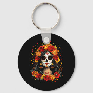 Mens La Catrina Dia De Los Muertos Sugar Skull Key Ring