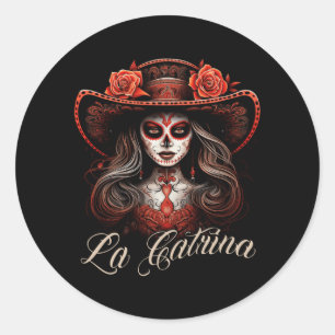Mens La Catrina Dress Stylish Day Of The Classic Round Sticker
