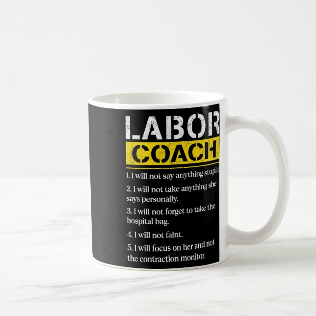 Mens Labour Coach Expecting Dad Rules Papa Funny B Coffee Mug (Right)