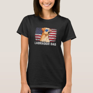 Mens  Labrador Dad American Flag Father's Day T-Shirt