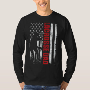 Mens Lacrosse Dad American Flag 4th July Lax Dad T-Shirt
