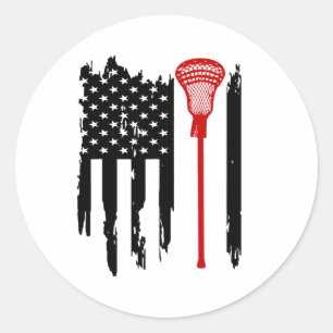 Men's Lacrosse - Lacrosse American Flag Shirt  Classic Round Sticker