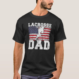 Mens Lacrosse Player Vintage Usa Flag Lacrosse Dad T-Shirt