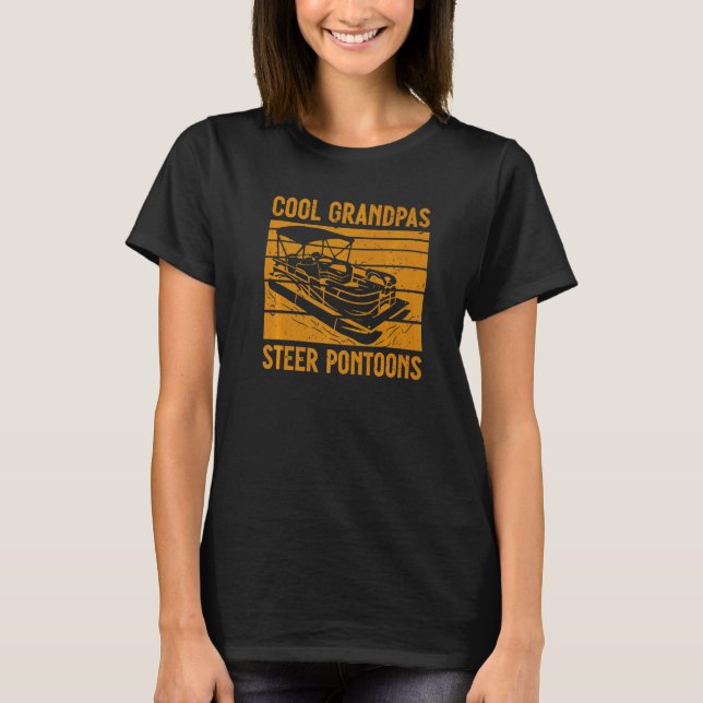 Mens Lake Pontooning Boat Cool Grandpas Steer Pont T-Shirt (Front)