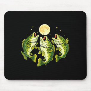 Men's largemouth bass fish howling to the moon mouse pad