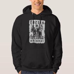 Mens Latin Philosophy Quote Luck Bravery Fortis Fo Hoodie