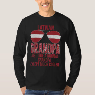 Mens Latvian Grandpa Latvia Flag Sunglasses Father T-Shirt