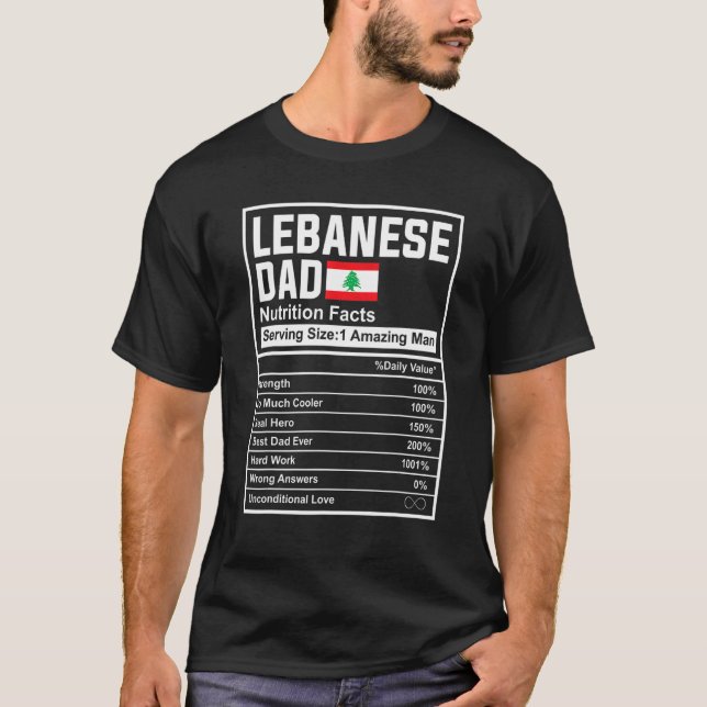 Mens Lebanese Dad Nutrition Facts Father's Day Nat T-Shirt (Front)