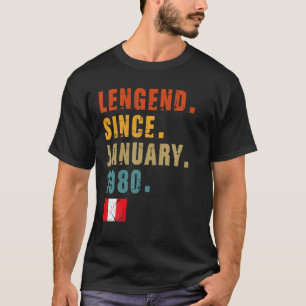 Mens Legend Since January 1980 42Th Birthday Peruv T-Shirt