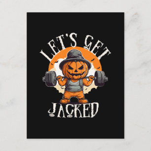 Mens Lets Get Jacked Pumpkin Jack-O-Lantern Funny Enclosure Card
