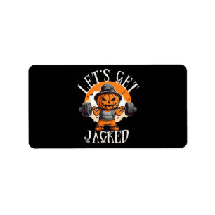 Mens Lets Get Jacked Pumpkin Jack-O-Lantern Funny Label