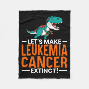 Mens Lets Make Leukaemia Cancer Extinct Dinosaur Fleece Blanket