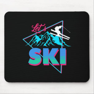 Mens Let's Ski Retro 80s Ski Outfit Vintage Skiing Mouse Pad