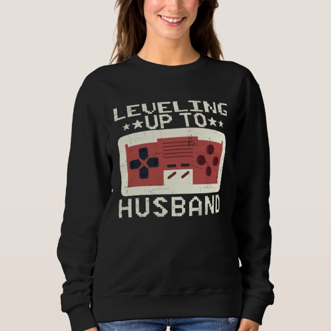 Mens Leveling Up to Husband Bachelor Party Gamer E Sweatshirt (Front)