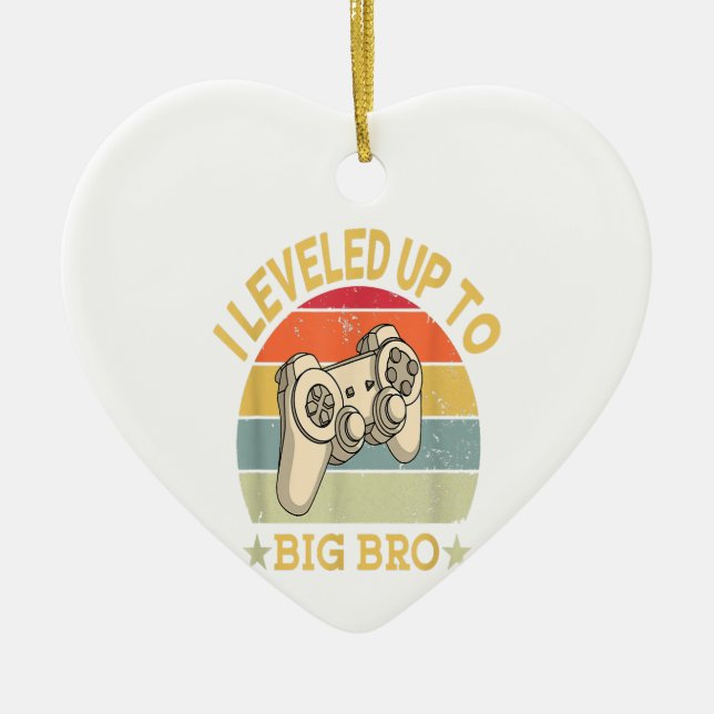 Mens Levelled Up To Big Brother Est 2022 Promoted Ceramic Ornament (Front)