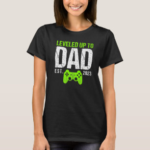 Mens Levelled Up To Dad Est 2023 New Dad Gamer V T-Shirt