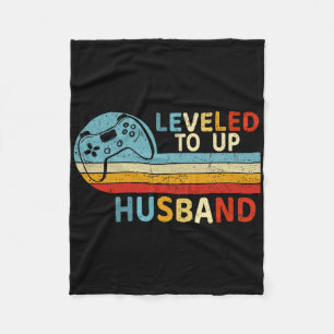 Mens Levelled Up To Husnd Video Gamer Newly Marrie Fleece Blanket