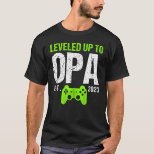 Mens Levelled Up To Opa Est 2023 New Grandpa Gam T-Shirt