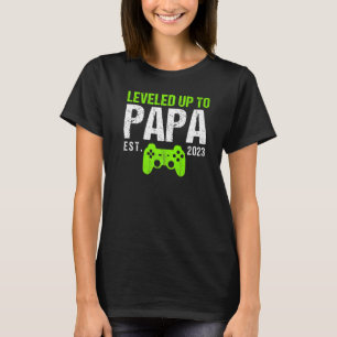Mens Levelled Up To Papa Est 2023 New Papa Gamer T-Shirt