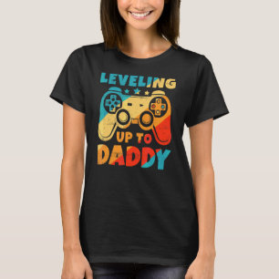 Mens Levelling Up To Daddy Gamer Dad Pregnancy Ann T-Shirt