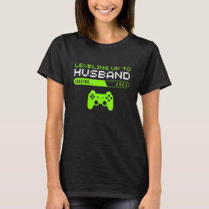 Mens Levelling Up to Husband Groom Video Game  Eng T-Shirt