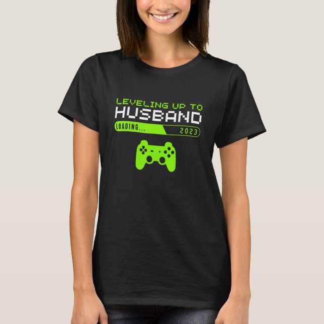Mens Levelling Up to Husband Groom Video Game  Eng T-Shirt (Front)