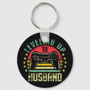 Mens levelling up to husband promoted future gamer key ring