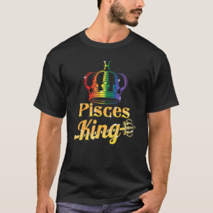 Mens LGBTQ Pisces King with Rainbow Flag Gay Pride T-Shirt