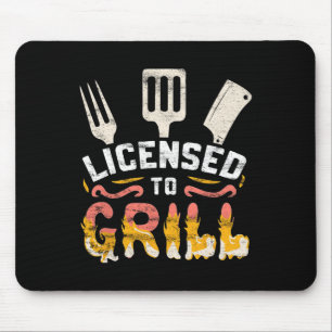 Mens licensed To Grill' Barbecue Bbq Chef Pit Mast Mouse Pad