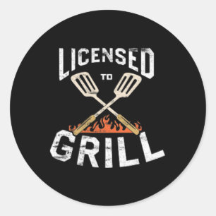 Mens Licensed To Grill Pocket Emblem Bbq Chef Gril Classic Round Sticker