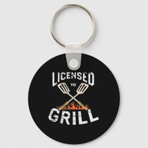Mens Licensed To Grill Pocket Emblem Bbq Chef Gril Key Ring