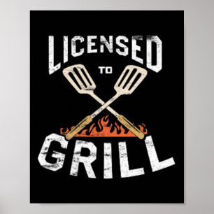 Mens Licensed To Grill Pocket Emblem Bbq Chef Gril Poster
