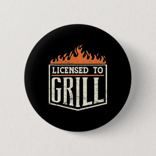 Mens licensed To Grill' Pocket Patch Logo Bbq Chef 6 Cm Round Badge