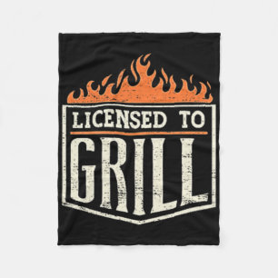 Mens licensed To Grill' Pocket Patch Logo Bbq Chef Fleece Blanket