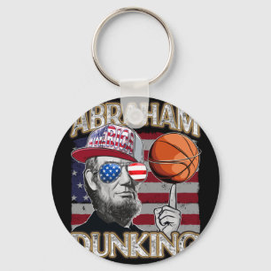 Mens lincoln abraham dunking basketball patriotic key ring