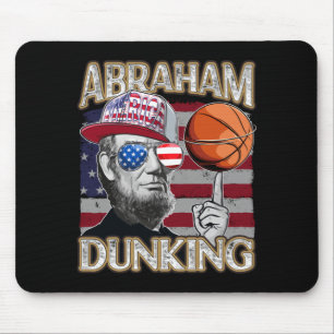Mens lincoln abraham dunking basketball patriotic mouse pad