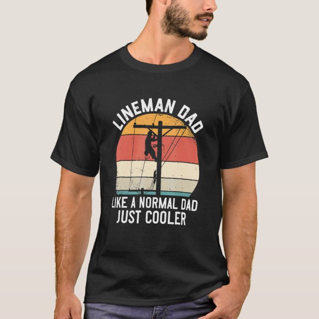 Mens Lineman Dad Like A Normal Dad Just Cooler Coo T-Shirt (Front)