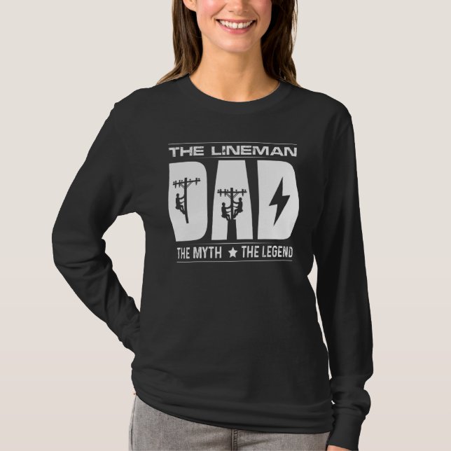 Mens Lineman Dad Lineman Legend Electrical Technic T-Shirt (Front)
