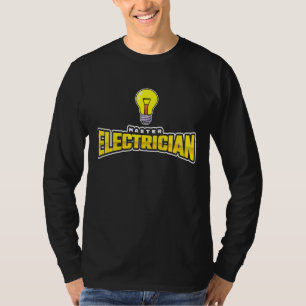 Mens Lineman Light Bulb Electricity Master Electri T-Shirt