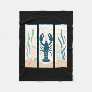 Mens lobster coastal ocean animal nautical marine fleece blanket