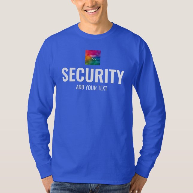 Mens Long Sleeve Security Staff Member Deep Blue T-Shirt (Front)