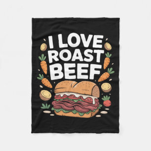 Mens Love Roast Beef Sandwich Deli Meat Foodie Fleece Blanket
