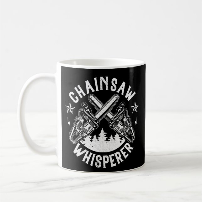 Mens Lumberjack Gift Chainsaw Whisperer Logger Coffee Mug (Left)