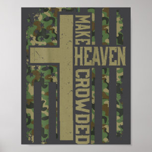 Men's Make Heaven Crowded Camo Christian Patriotic Poster