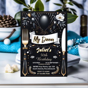 Mens Male adult dinner elegant 50th birthday Invitation