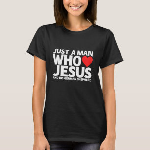 Mens Man Jesus German Shepherd  Dog  Pet Love Pupp T-Shirt