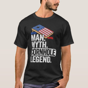 Mens Man Myth Cornhole Legend USA Flag Corn Hole D T-Shirt