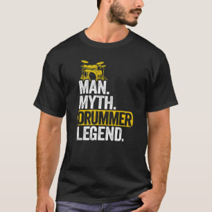 Mens Man Myth Drummer Legend Drums Mens Vintage Da T-Shirt