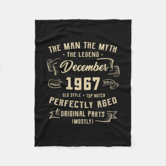 Mens Man Myth Legend December 1967 55th Birthday Fleece Blanket